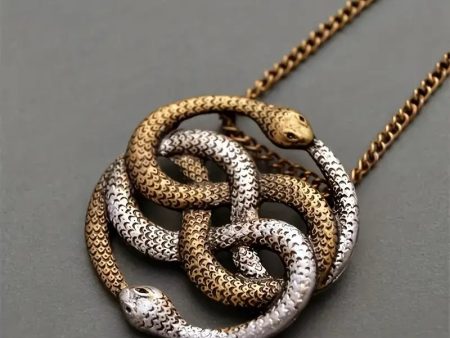 Two-Tone Snake Pendant Necklace For Cheap