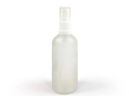 Glass Spray Bottle 100ml Frosted & White Nozzle Supply