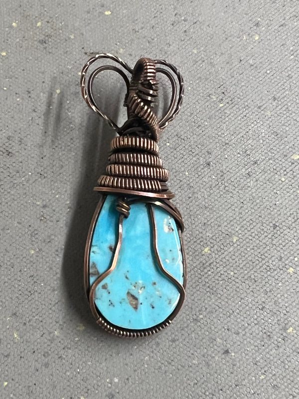 Native Turquoise Copper Wrapped Necklace (1) For Sale