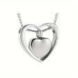 Silver Double Heart Cremation Jewelry Urn Necklace For Cheap