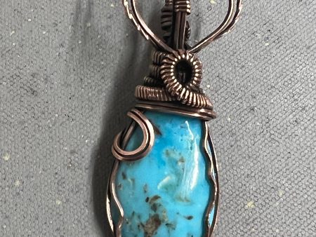 Native Turquoise Copper Wrapped Necklace (1) For Sale