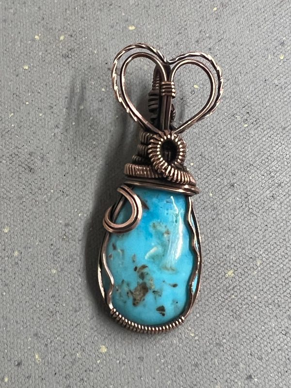 Native Turquoise Copper Wrapped Necklace (1) For Sale