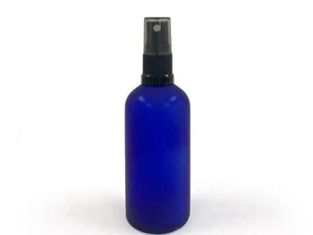 Frost Blue Glass Bottle & Black Nozzle 100ml Supply