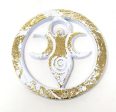 Goddess Metal Altar Tile White w Gold Finish Cheap