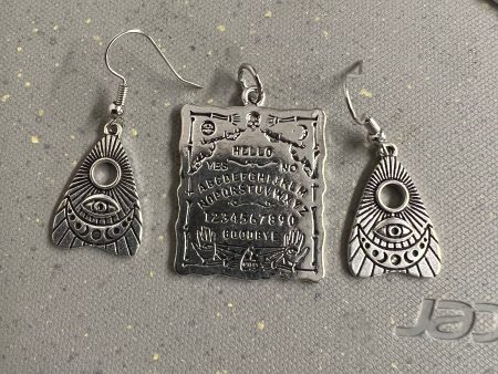 Spirit Board Necklace and Planchette Earrings Supply