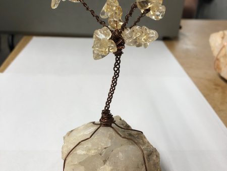 Crystal Tree W Copper Handmade W  Quartz Base Cheap