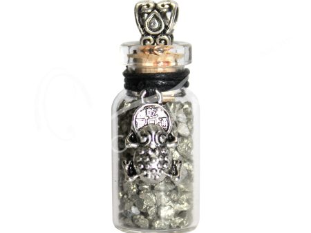 Pyrite Chips Bottle W  Money Frog Necklace on Sale