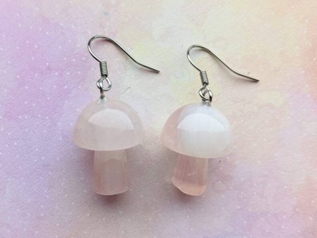 Rose Quartz Mushroom Earrings For Discount