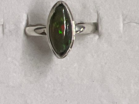 Ethiopian Black Opal Sterling Silver Ring (Size 9) Online now