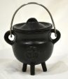 Pentacle Cast Iron Cauldron with Lid Online now